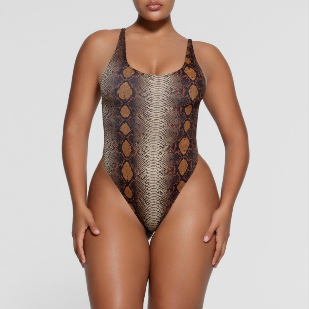 SKIMS Desert Snakeskin Print One Piece Swimsuit